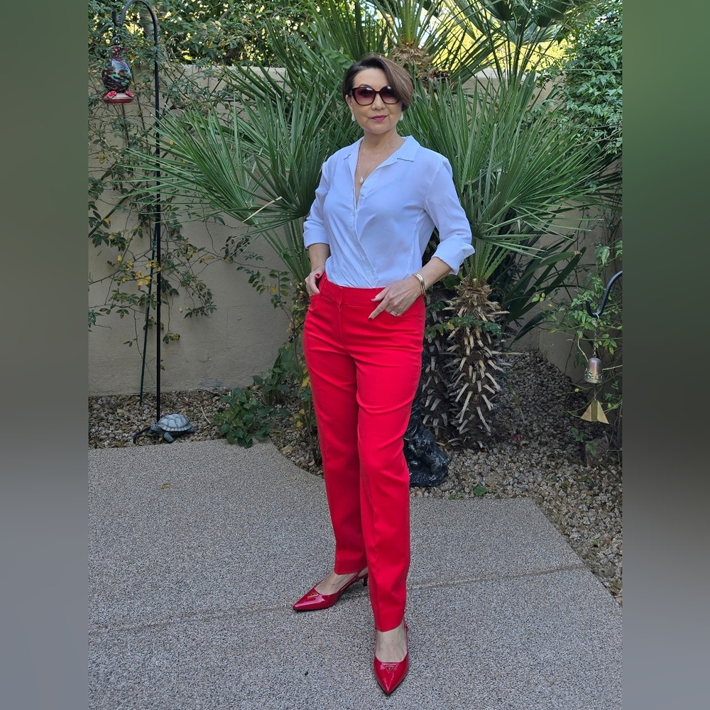 ❤️NWT Talbots Vibrant Red Hampshire Ankle Straight Leg Trousers, Size 6